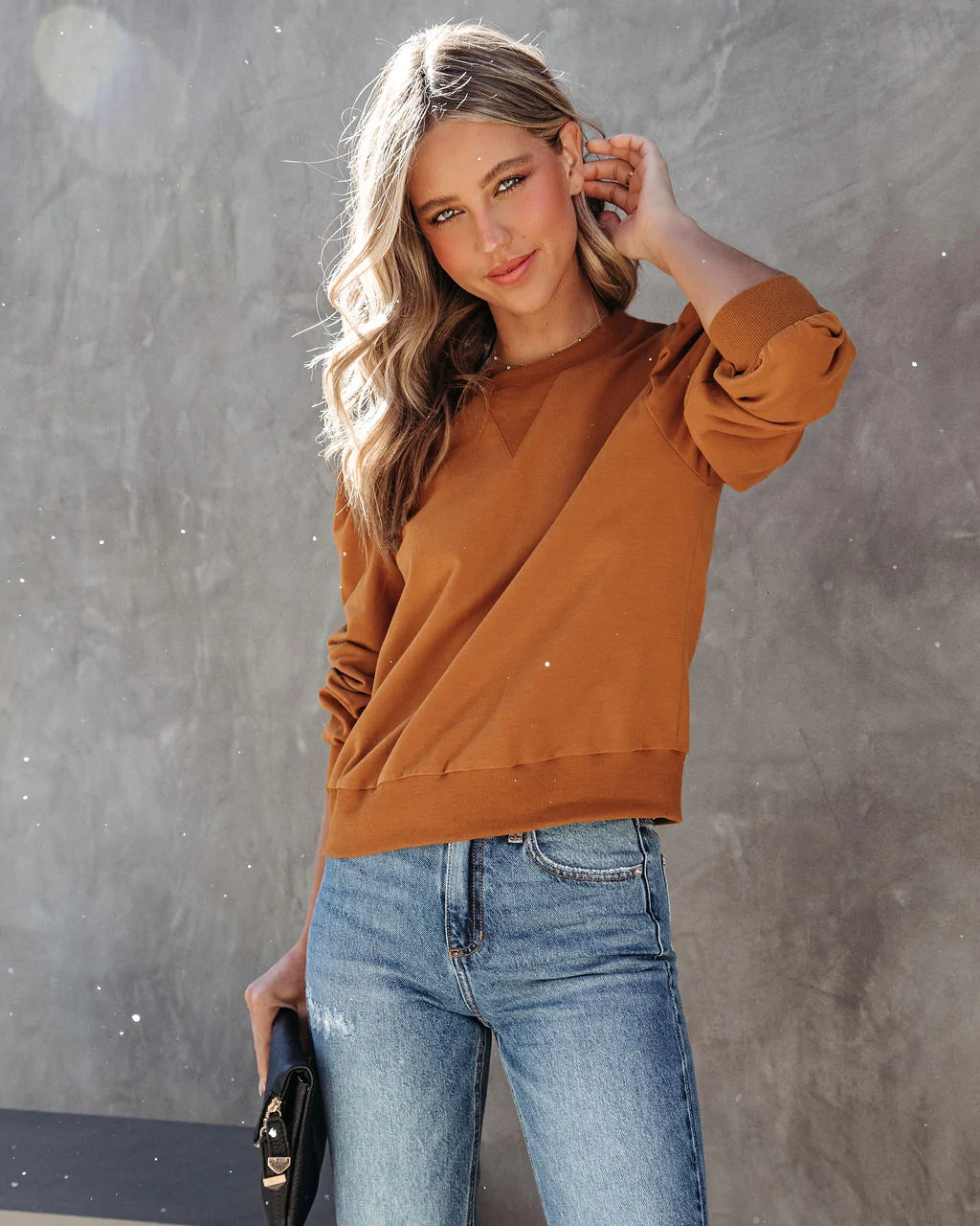 Camel Long Sleeves Sweatshirt