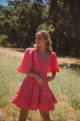 Hot Pink Belted Mini Dress