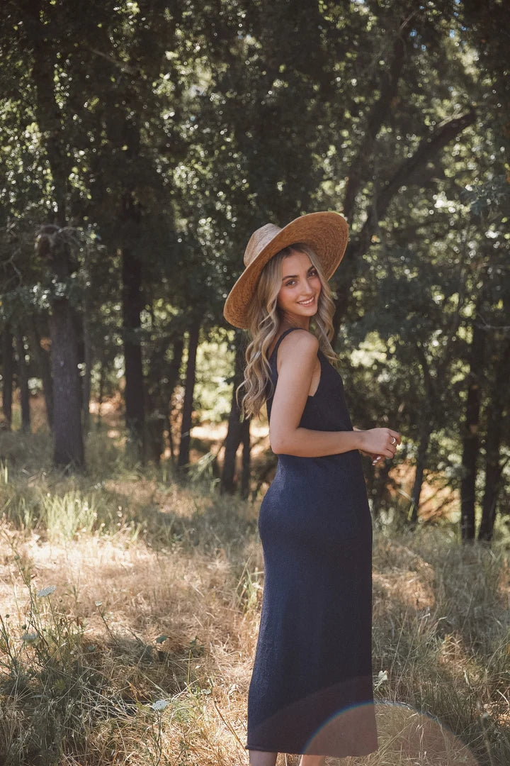 Black Knit Sleeveless Midi Dress