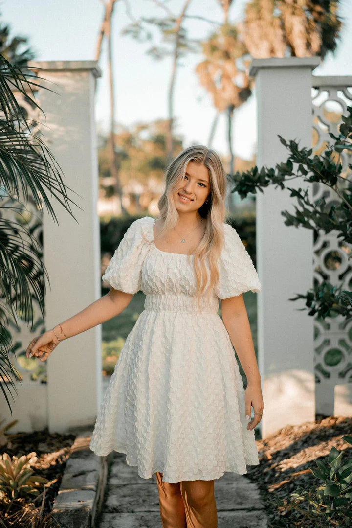 White Textured Mini Dress