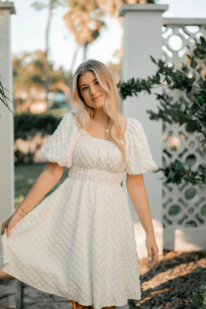 White Textured Mini Dress