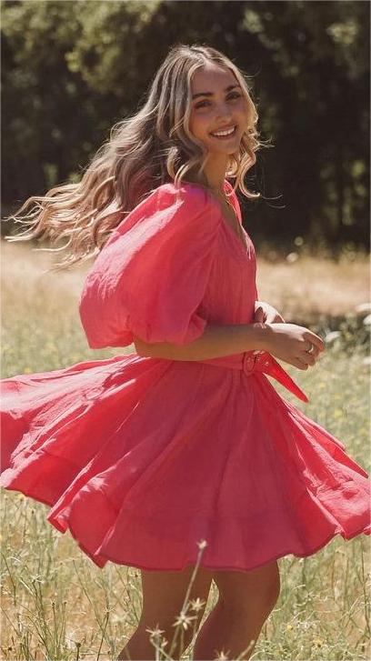 Hot Pink Belted Mini Dress