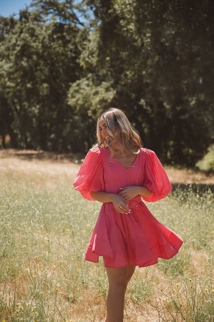 Hot Pink Belted Mini Dress