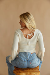 Cream Ribbed Knit Top