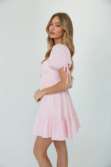 Blush Textured Babydoll Mini Dress