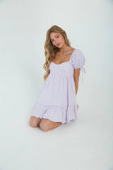 Lilac Textured Babydoll Mini Dress