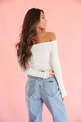 White Off Shoulder Crop Top