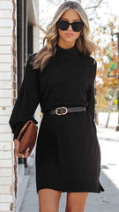 Black Long Sleeves Sweater Dress