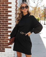 Black Long Sleeves Sweater Dress