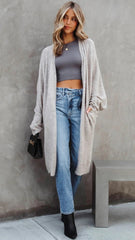 Taupe Open Front Cardigan