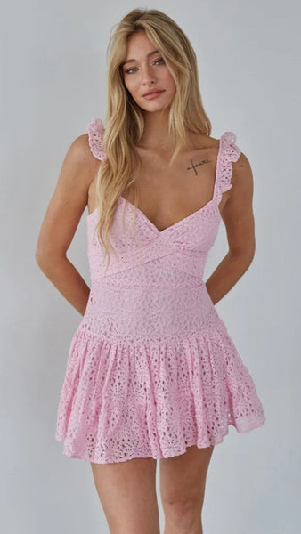 Beauty and lace pale shop blush crochet lace mini dress