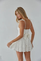 White Crochet Lace Mini Dress