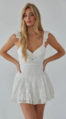 White Crochet Lace Mini Dress