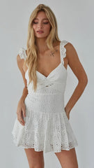 White Crochet Lace Mini Dress