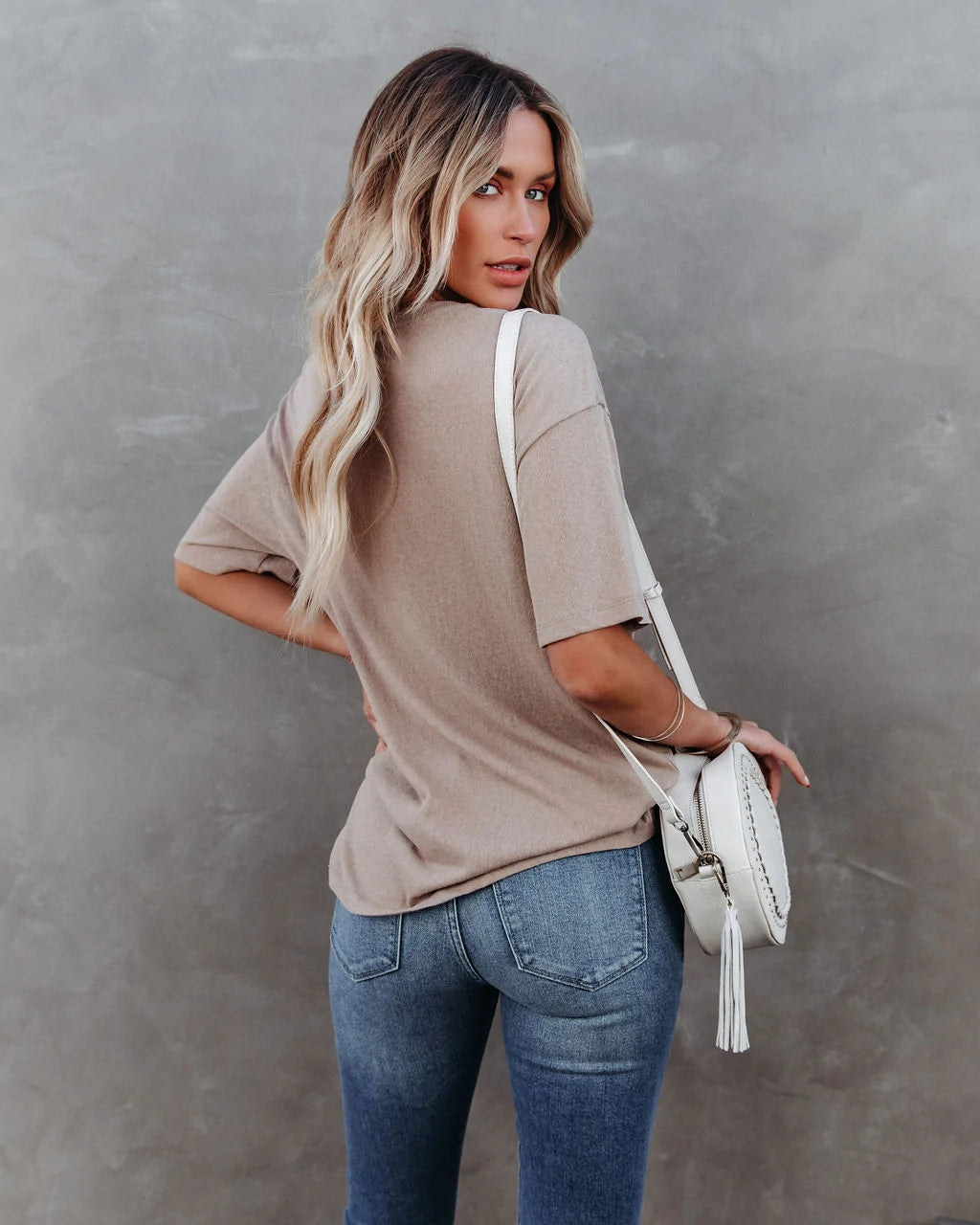 Khaki Solid Short Sleeves Tee