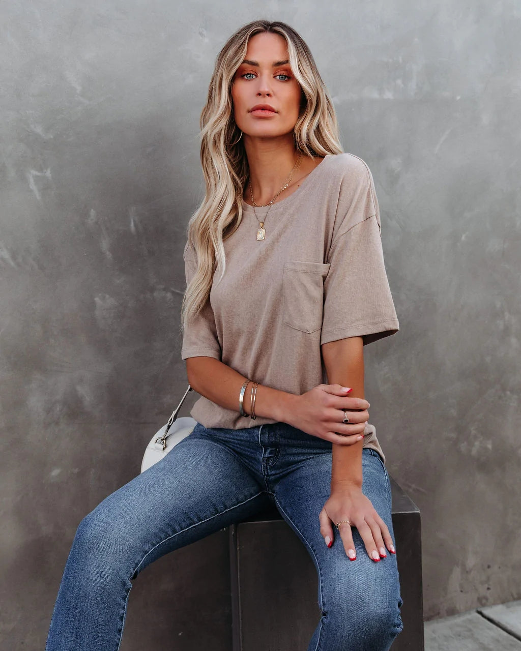 Khaki Solid Short Sleeves Tee