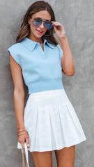 White Pleated Mini Skirt