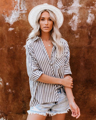 Black Striped Button Down Shirt