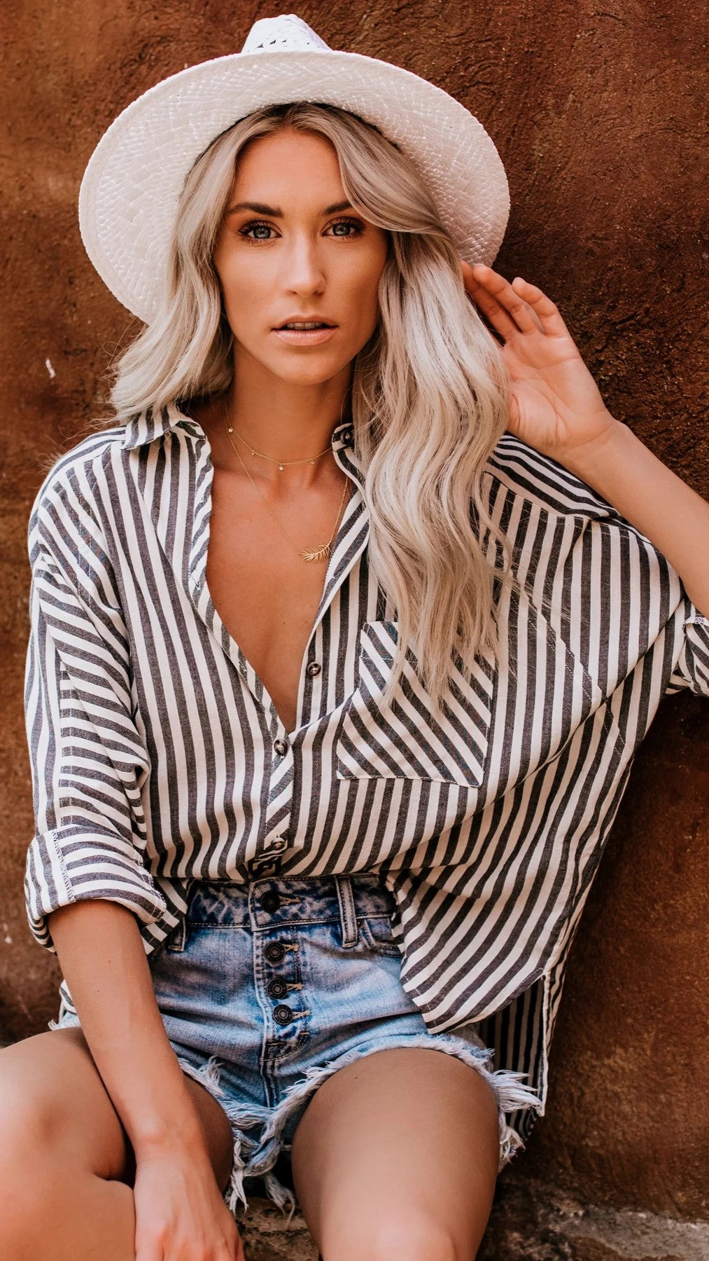 Black Striped Button Down Shirt