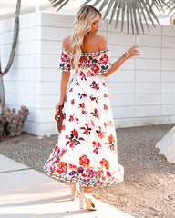 White Floral High Low Dress