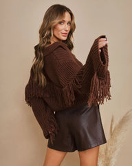 Brown Collared Knit Sweater