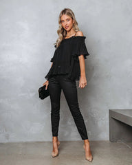 Black Cold Shoulder Blouse