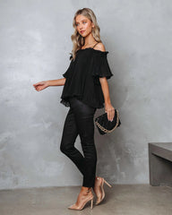 Black Cold Shoulder Blouse