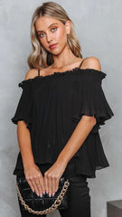 Black Cold Shoulder Blouse