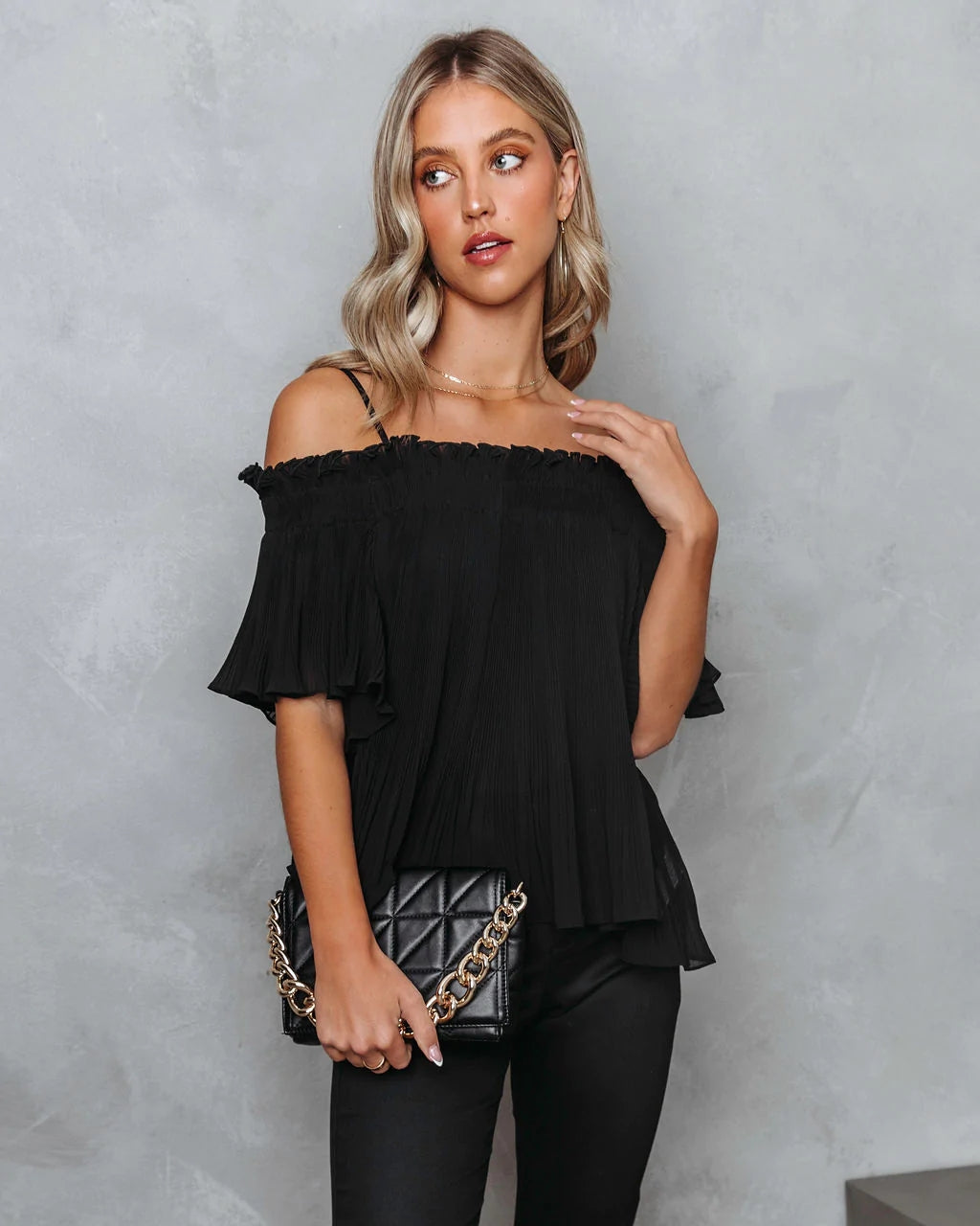 Black Cold Shoulder Blouse