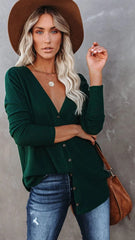 Pine Green Button Front Cardigan