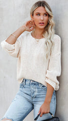 Beige Ribbed Knit Top