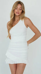 White One Shoulder Bodycon Mini Dress