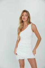 White One Shoulder Bodycon Mini Dress