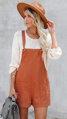 Rust Pockets Linen Rompers