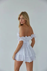 White Off Shoulder Rompers