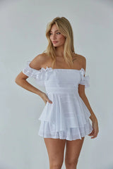 White Off Shoulder Rompers