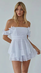 White Off Shoulder Rompers