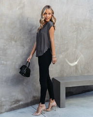 Grey Button Down Top