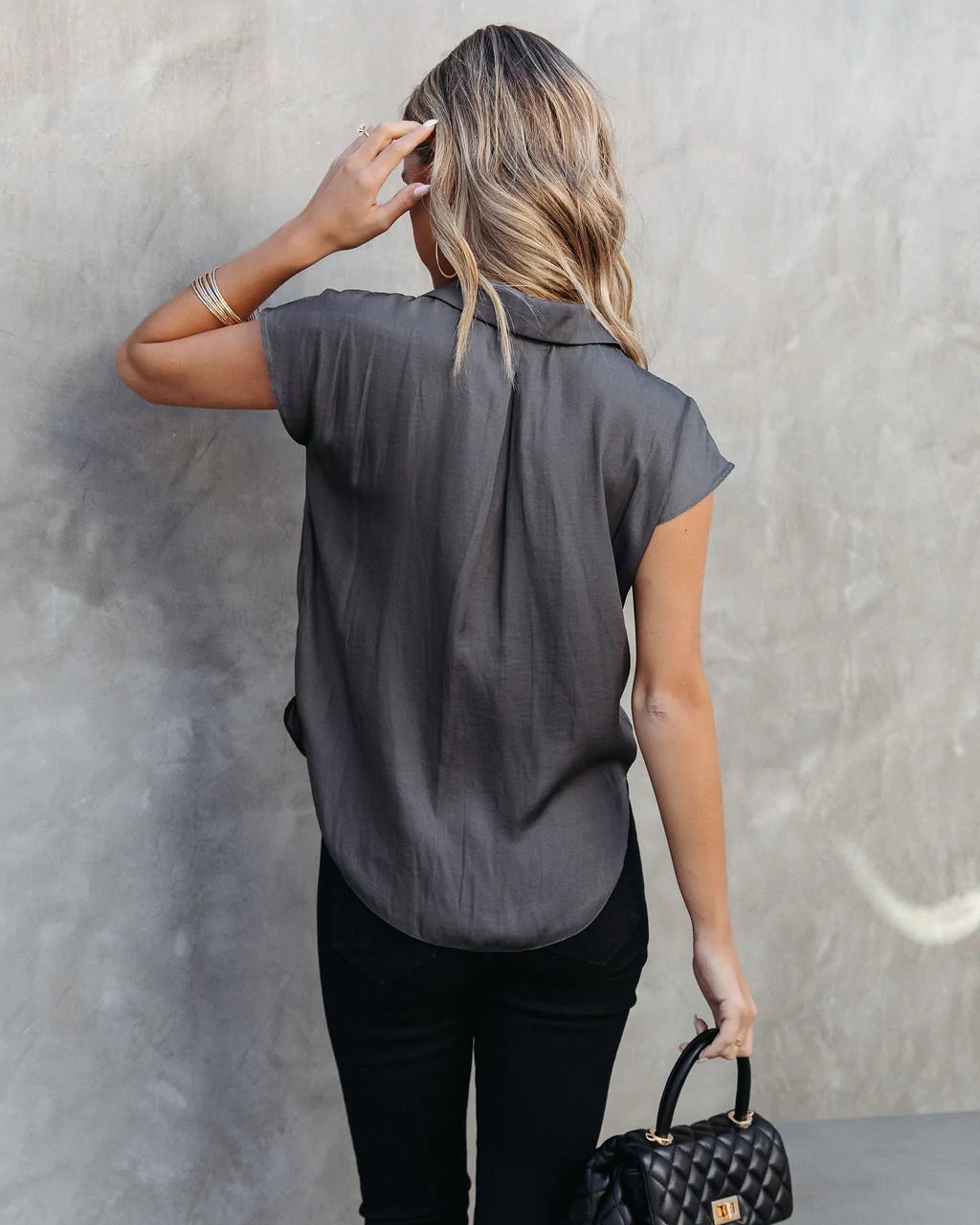 Grey Button Down Top