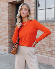 Orange Knit Pullover Top