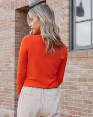 Orange Knit Pullover Top