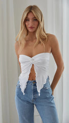 White Front Twisted Tube Top