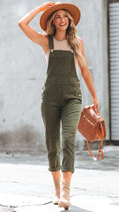 Olive Green Cotton Overalls