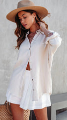 Simple Beige Button Down Shirt