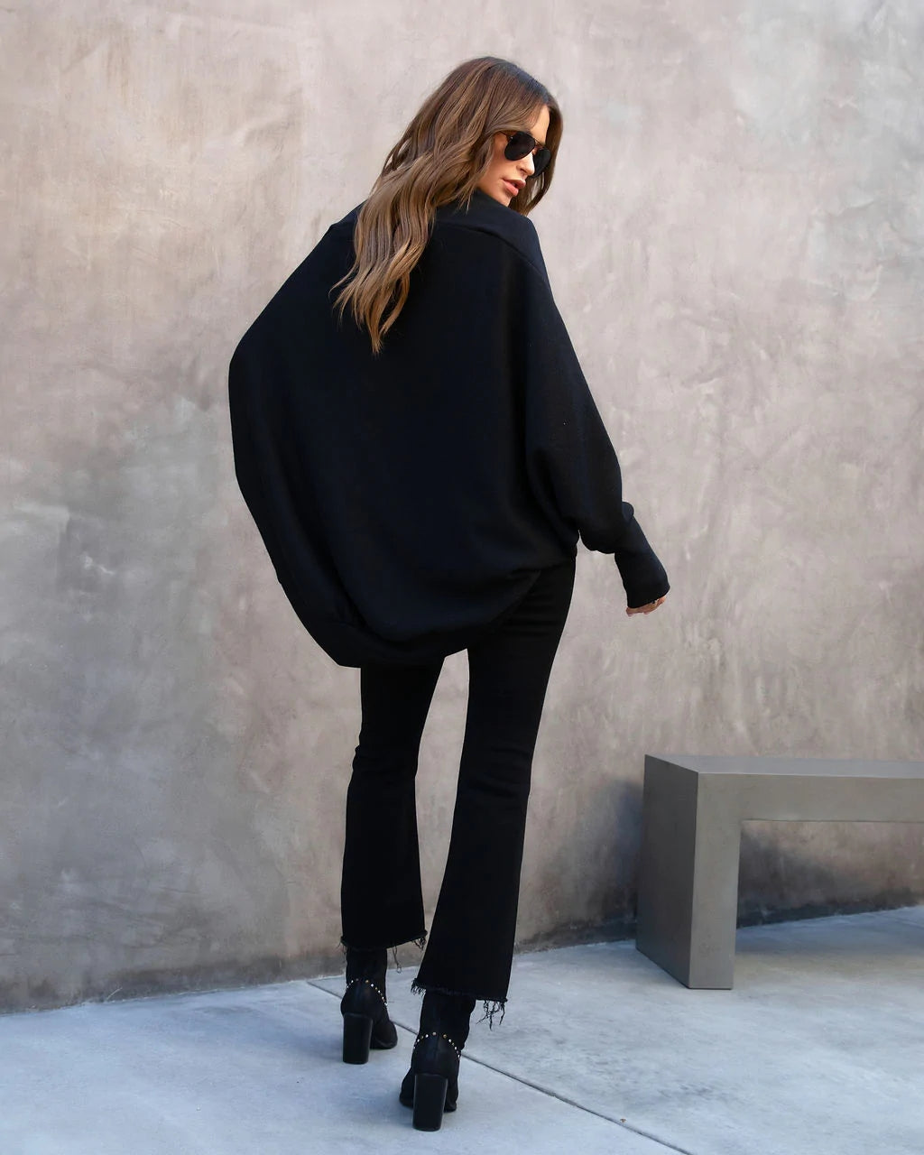Black Batwing Open Front Cardigan