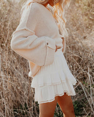 Cream Tiered Mini Skirt