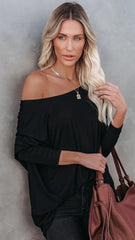 Black Cold Shoulder Slouchy Top