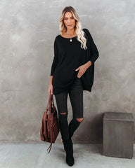 Black Cold Shoulder Slouchy Top