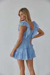 Blue Tiered Mini Dress